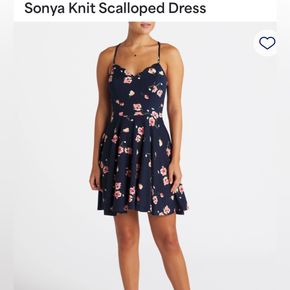 Sonya knit scalloped navy dress